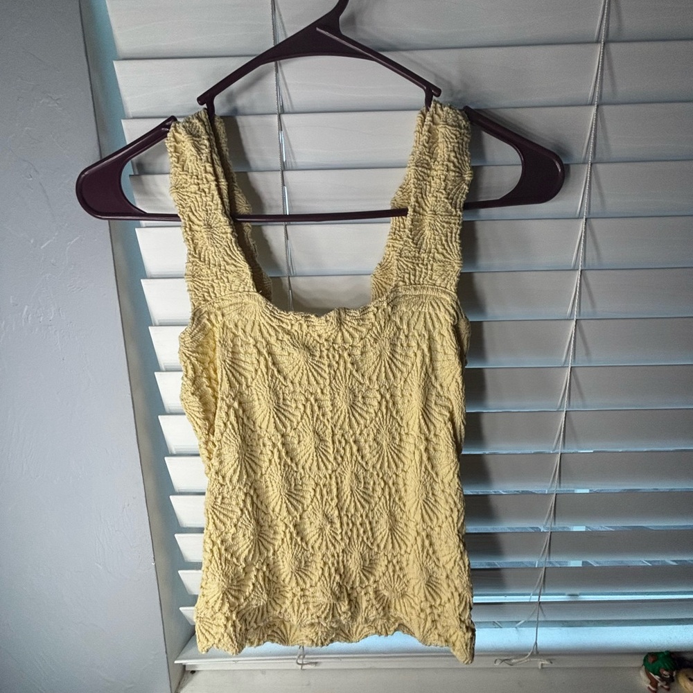 Altar'd State Yellow Smocked Sleeveless Tank Top